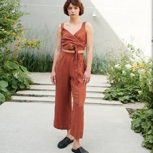 Linenfox Ocean Linen Trousers in Terracotta